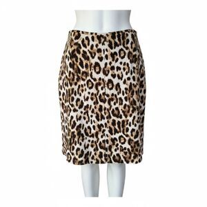 Chico's Brown Leopard Print Knee Length Pencil Skirt, Size 3/XL